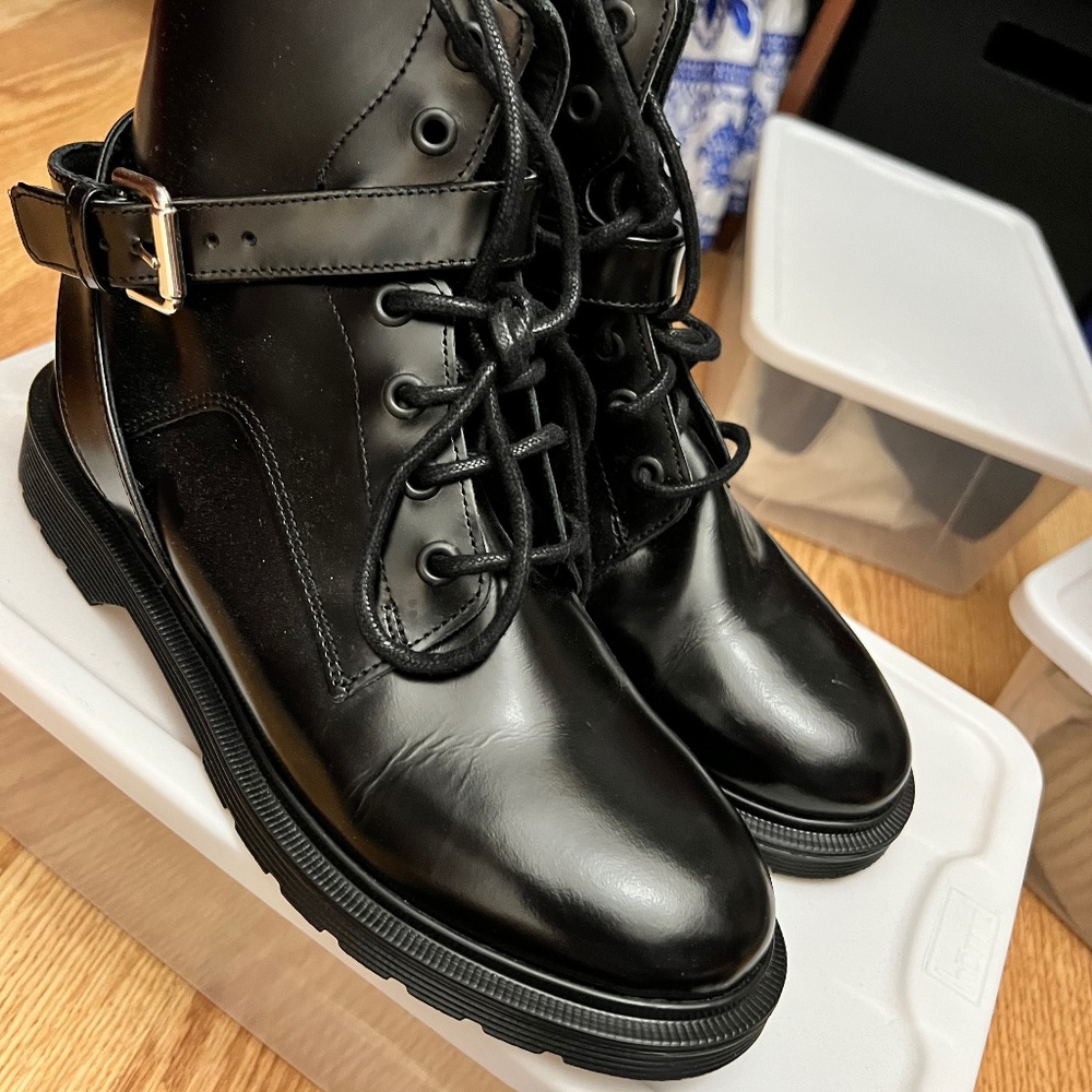Maje' Black Combat Style Boots - Size 37